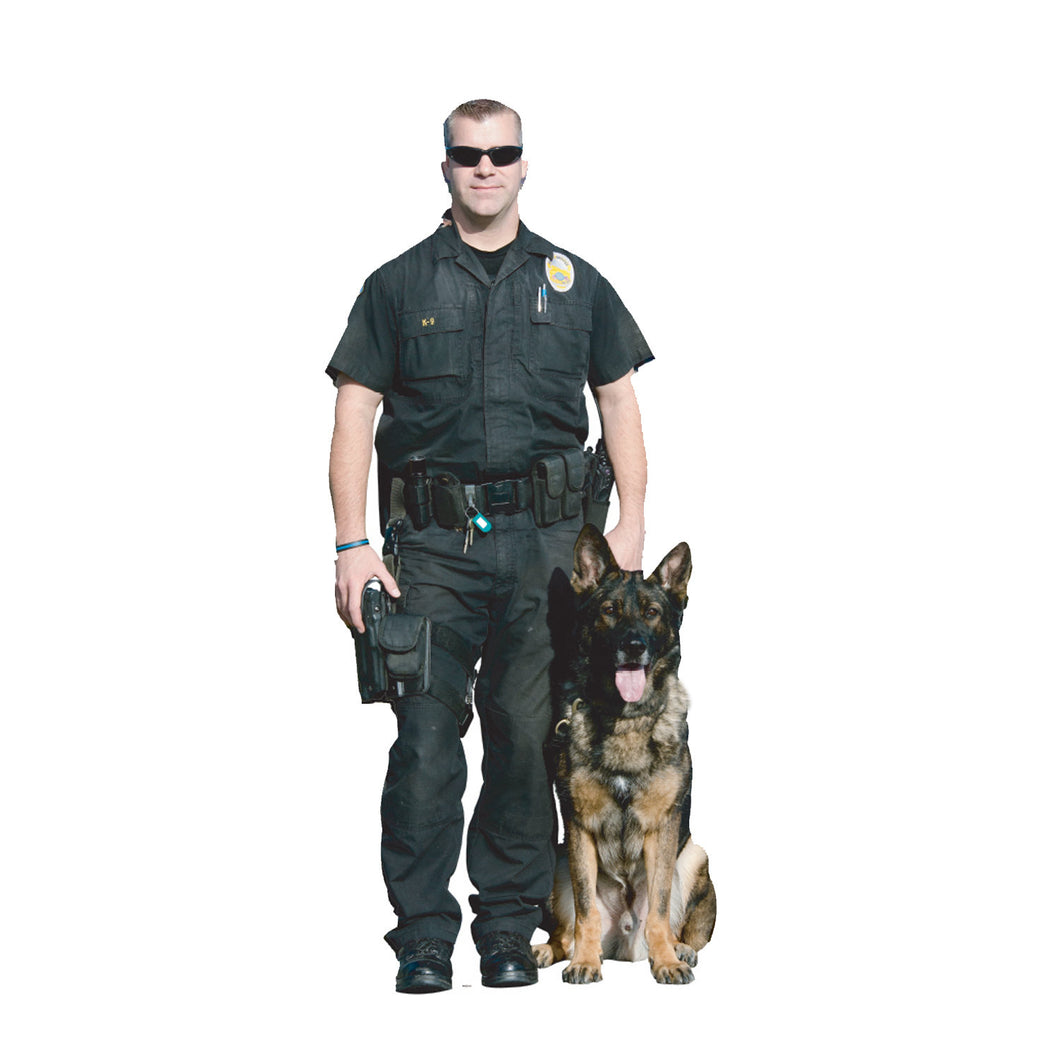 K9 Unit Officer with Dog Life Size Carboard Stand Up 6 ft