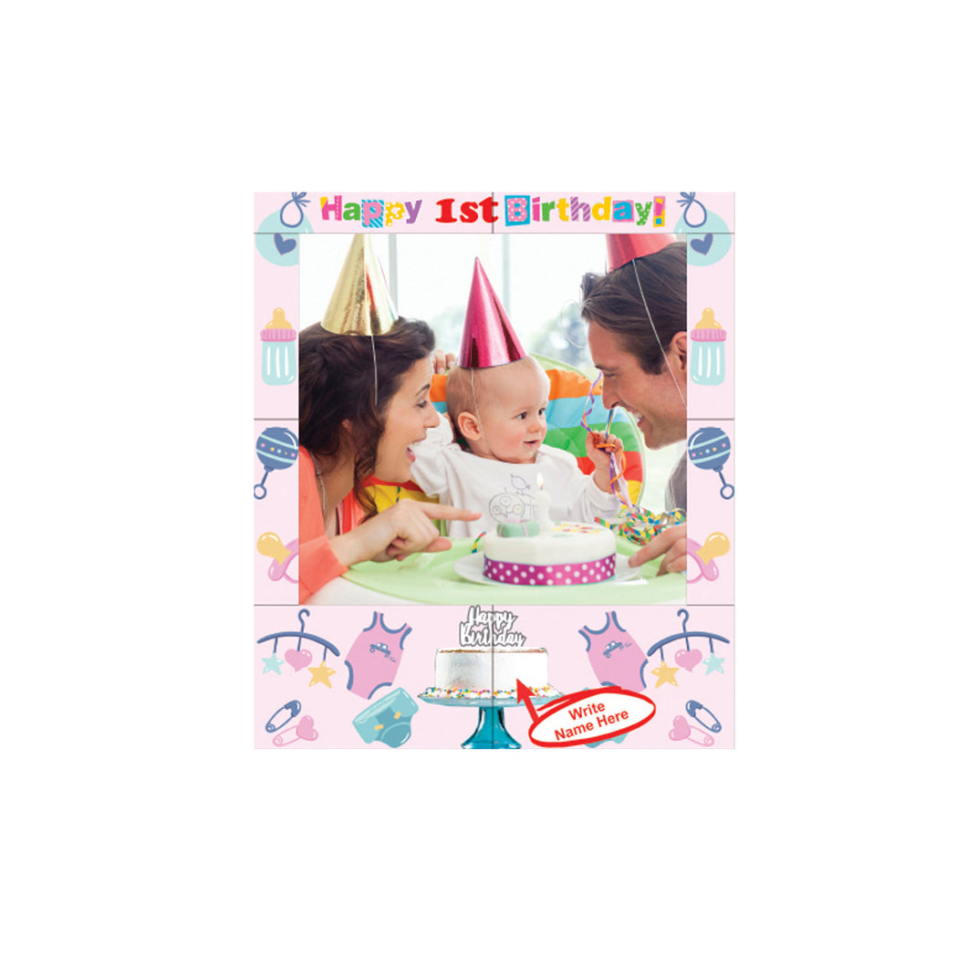 First Birthday Girl Party Photo Frame Prop 35 x 30 Inches