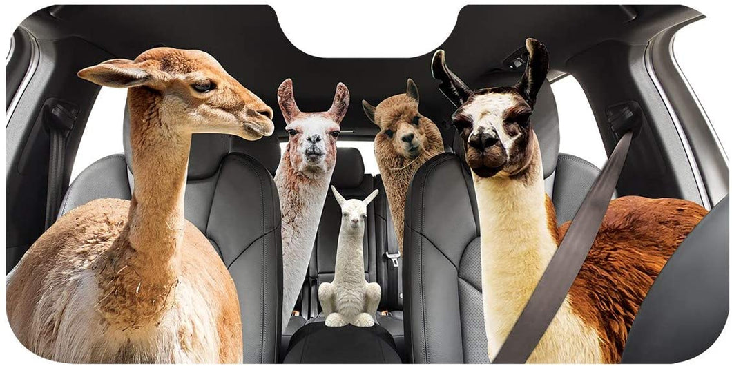 Animal Themed Sunshade | Novelty Car Accessory (Llama)