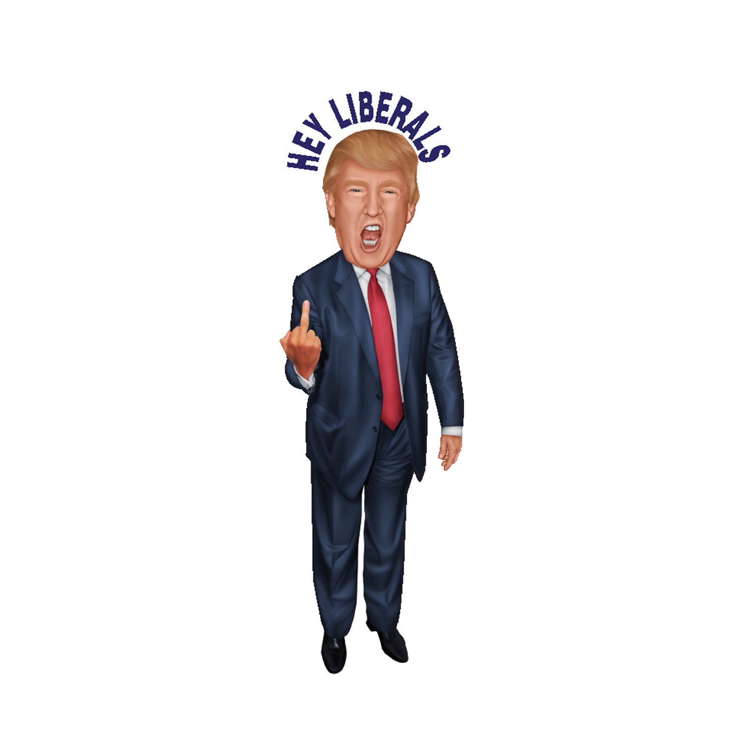 President Donald Trump Middle Finger Cartoon Carboard Stand Up, 6 feet