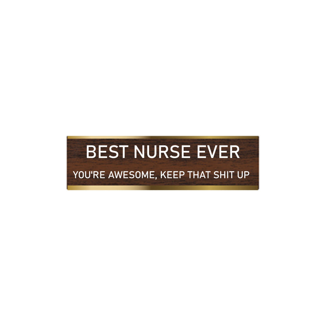 Desk Sign  BEST NURSE EVER SHIT UP