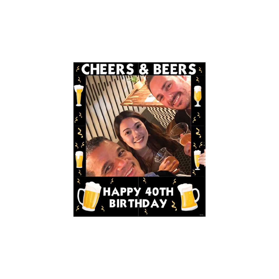 CHEERS/BEERS 40th BDAY FRAME Photo Frame Prop, 35 X 30 inches