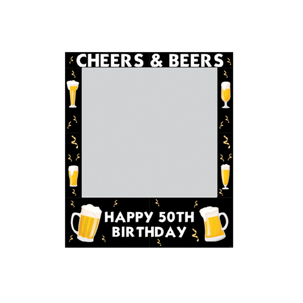CHEERS/BEERS 50th BDAY FRAME Photo Frame Prop, 35 X 30 inches