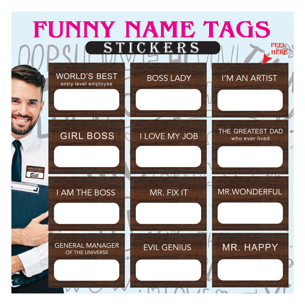 Funny Name Tag Sticker set