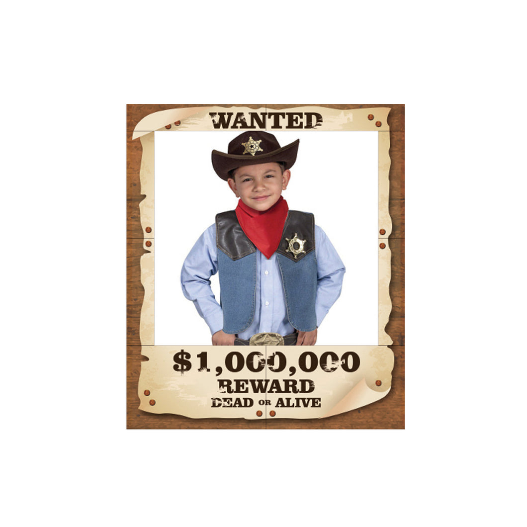 Wild West Wanted Party Photo Frame Prop 35 x 30 Inches